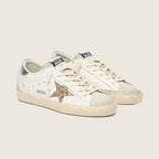 Golden Goose with gold glitter star and ice-gray suede inserts(Women's)