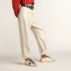 Golden Goose Super-Star with burgundy glitter star and silver heel tab(Women's)