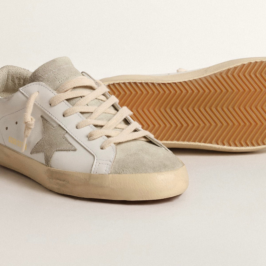 Golden Goose Super-Star with gray star and silver glitter heel tab(Women's)