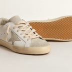 Golden Goose Super-Star with gray star and silver glitter heel tab(Women's)