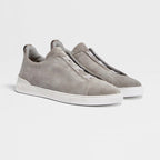 ZEGNA GREY MÉLANGE SUEDE TRIPLE STITCH™ SNEAKERS