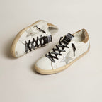 Golden Goose white leather Super-Star with glittery heel tab(Women's)
