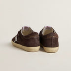 Golden Goose Super-Star in brown suede with silver glitter star(Women's)