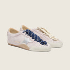 Golden Goos True-Star in pastel pink suede with silver star and heel tab(Women's)