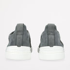 ZEGNA GREY CROCODILE LEATHER TRIPLE STITCH SECONDSKIN SNEAKERS