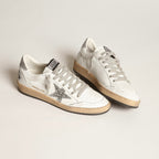 Golden Goose Ball Star in nappa with white star and glitter heel tab(Women's)