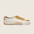 Golden Goose True-Star in white nappa leather with gold star and beige suede heel tab(Women's)