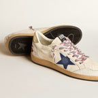Golden Goose Ball Star in nappa leather with blue suede star and platinum leather heel tab(women)