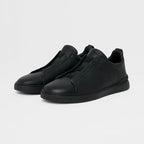 ZEGNA BLACK DEERSKIN TRIPLE STITCH™ SNEAKERS Black
