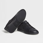 ZEGNA BLACK DEERSKIN TRIPLE STITCH™ SNEAKERS Black