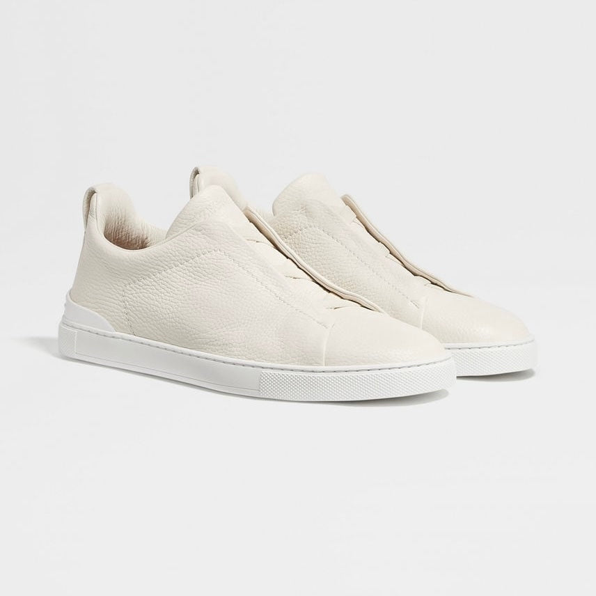ZEGNA WHITE DEERSKIN TRIPLE STITCH™ SNEAKERS White