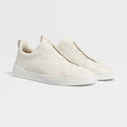 ZEGNA WHITE DEERSKIN TRIPLE STITCH™ SNEAKERS White