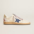 Golden Goose Ball Star in nappa leather with blue suede star and platinum leather heel tab(women)