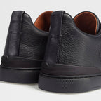 ZEGNA BLACK DEERSKIN TRIPLE STITCH™ SNEAKERS Black