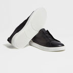 Zegna Triple Stitch leather sneakers BLACK SECONDSKIN TRIPLE STITCH