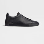 ZEGNA BLACK DEERSKIN TRIPLE STITCH™ SNEAKERS Black