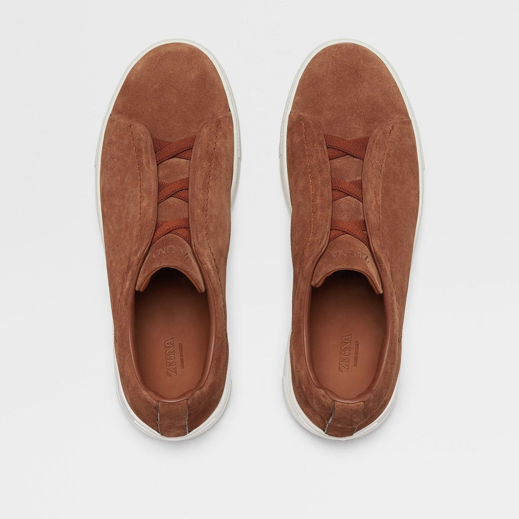 ZEGNA TOBACCO SUEDE TRIPLE STITCH™ SNEAKERS