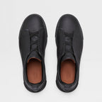 ZEGNA BLACK DEERSKIN TRIPLE STITCH™ SNEAKERS Black