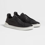 Zegna Triple Stitch leather sneakers BLACK SECONDSKIN TRIPLE STITCH
