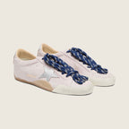 Golden Goos True-Star in pastel pink suede with silver star and heel tab(Women's)